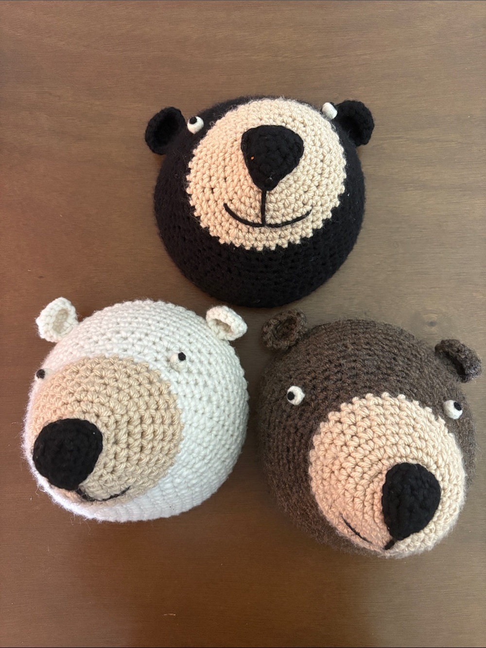 Crocheted Bear Head Wall Art